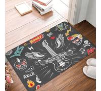 XingFox Tapis de Bienvenue Rock Roll Punk Tête de Mort, pour intérieur et extérieur, Tapis décoratif de Porte 40 x 60 cm
