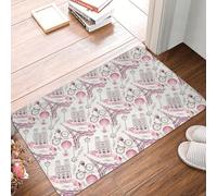 XingFox Tapis de Bienvenue Tour Eiffel Rose de Paris, pour intérieur et extérieur, Tapis décoratif de Porte 40 x 60 cm