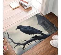 XingFox Tapis Old Castle et Black Crow, Tapis de Bienvenue pour intérieur et extérieur, paillasson décoratif 40 x 60 cm