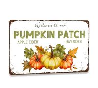 XingFox The Olde Pumpkin Farm Retro Tin Signs Farm Fresh Pumpkin Vendu à la livre par la grange Panneau en métal pour la ferme Maison Cuisine Automne Halloween Fête Décorations murales 8x12 pouces