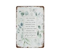 XingFox Tournez vos yeux vers Jésus, affiche botanique chrétienne avec paroles de cantique, décoration vintage amusante pour la maison, panneau en métal vintage pour affiches de bar 8"x12"