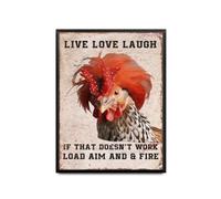 XingFox Vivez, aimez, riez ! Si ça ne marche pas, chargez, visez et tirez ! Plaque en métal 8x12 pouces pour café, maison, salon, chambre, cuisine, jardin, garage, bar, pub