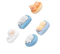 XINGLIDA 5pieces Dessin Animé Miniature Sommeil Sommeil Animal Sculptures Bricolage Artisanat Ensemble De Bureau