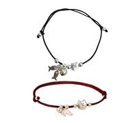 XINGLIDA Adorable chat poisson charme réglable cordon noir rouge ensemble de bracelets tressés