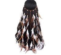 XINGLIDA Bandeau à plumes pour femme - Accessoire de cheveux gitans - Accessoire de festival de musique - Coiffe indienne (A#)