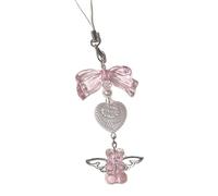 XINGLIDA Bijoux fantaisie - Joli nœud papillon avec pendentif en forme d'ours - Sangle de téléphone portable - Cordon de cou - Porte-clés de sac à dos - Breloque de voiture, 12cm, Acrylique