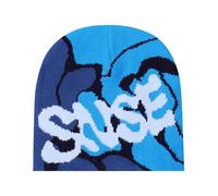 XINGLIDA Bonnet en laine hip-hop avec motif de lettres, bonnet chaud tendance, couvre-chef d'hiver pour l'hiver, bleu, XS-XL
