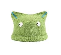 XINGLIDA Bonnet en laine, nouveau genre oreilles de chat pour femmes et filles, bonnet de sport de plein air pour adultes, vêtements de rue décontractés, chaud, vert, XS-XL