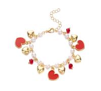 XINGLIDA Bracelet à breloques en forme de fruits multi-usages avec cœur de cerise en forme de cœur de cerise et accessoires de perles pour bracelet réglable en forme de cœur de cerise pour femmes