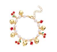 XINGLIDA Bracelet à breloques en forme de fruits multi-usages avec cœur de cerise en forme de cœur de cerise et accessoires de perles pour bracelet réglable en forme de cœur de cerise pour femmes