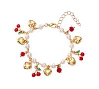 XINGLIDA Bracelet de fruits unique fait à la main Cœur Perles Bracelet Texture Alliage Texture pour le port présent et quotidien Fraise Douce Cœur de cerise Magie