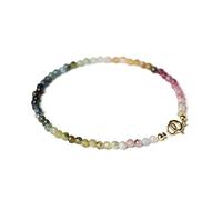 XINGLIDA Bracelet délicat multicolore en perles de cristal de tourmaline pour femme élégant bracelet empilable de perles de 2 mm, Size reference picture, Acrylique
