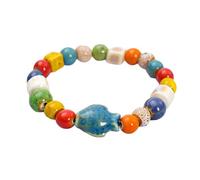 XINGLIDA Bracelet élastique réglable avec motifs de chats ludiques Bracelet en perles en céramique vivante Chaîne de poignet pour femmes et adolescentes Femmes Bijoux de plage