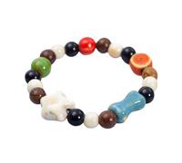 XINGLIDA Bracelet élastique réglable avec motifs de chats ludiques Bracelet en perles en céramique vivante Chaîne de poignet pour femmes et adolescentes Femmes Bijoux de plage