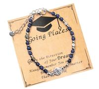 XINGLIDA Cadeaux de bijoux de remise de diplôme pour votre bracelet de perles de pierre réglable Accessoire universitaire avec carte de vœux et boîte cadeau Bracelet en pierres précieuses pour les