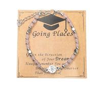 XINGLIDA Cadeaux de bijoux de remise de diplôme pour votre bracelet de perles de pierre réglable Accessoire universitaire avec carte de vœux et boîte cadeau Bracelet en pierres précieuses pour les