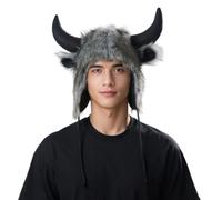 XINGLIDA Chapeau d'oreille en corne de vache pour adulte Unisexe Cosplay Fête Cache-oreilles en peluche chaude pour activités d'hiver Mascarade Événement Chapeaux Activités de plein air Fourrure