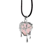 XINGLIDA Collier avec pendentif en forme de cœur gothique pour femmes et hommes vintage creux cristal amour cœur chaine skaville collier Halloween esthétique femmes