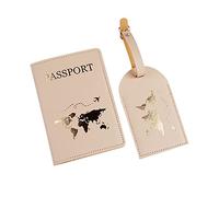 XINGLIDA Étui passeport en cuir PU pour femmes hommes portefeuille carte de crédit bord portefeuilles accessoires de voyage bagages jour jour, kaki, 2 piece set, Mass Beauty