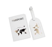 XINGLIDA Étui passeport en cuir PU pour femmes hommes portefeuille carte de crédit bord portefeuilles accessoires de voyage bagages jour jour, Blanc, 2 piece set, Mass Beauty