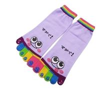 XINGLIDA Jambières tricotées, chaussettes à orteils pour femmes Chaussettes en coton Bottines Chaussettes drôles Nouveauté à cinq doigts Chaussettes mignonnes de dessin animé, lilas, XS-XXL