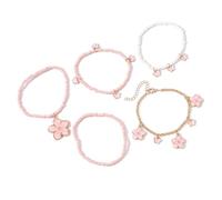 XINGLIDA Lot de 5 bracelets de perles faits à la main - Colorés - Réglables - Texture perles - Pour différentes occasions - Bracelets à breloques colorés