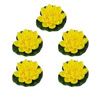 XINGLIDA Lot de 5 fleurs flottantes artificielles en mousse avec coussin de lys 15,2 cm - Nénuphars réalistes - Plante d'étang pour décoration de jardin - Plante aquatique artificielle