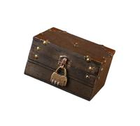 XINGLIDA Organisateurs mystérieux Boîte à pirates en bois robuste avec serrure à énigme Accessoires pour décoration nostalgique de bureau à domicile Boîte en bois faite à la main