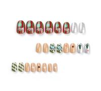XINGLIDA Paillettes de Noël d'hiver à presser pour nail art, faciles à appliquer, ongles courts en amande, motifs festifs pour la saison des fêtes (A#)