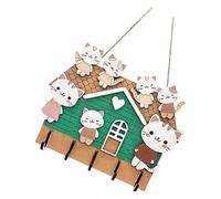 XINGLIDA Porte-clé en bois naturel économiseur d'espace avec 4 crochets pour l'organisation murale d'entrée Cintre en bois pour la décoration de la maison Support en bois