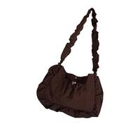 XINGLIDA Sac à bandoulière texturé Design coréen Les bords décorés de volants Poches intérieures fonctionnelles Combinent plusieurs poches Sac à bandoulière léger et facile à transporter, café