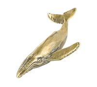 XINGLIDA Sculpture de baleine en laiton Miniature Marine Figurine Antique Métal Bijoux Lucky Fengshuis Statue Bureau Décoration Cadeau Vintage Figurine de baleine en laiton