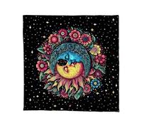 XINGLIDA Sun Moon Nappe astrologique Motif chouette Tarots Nappe Divine Tissu Autel Jeu de Planche de Dieu Accessoire Table de Cartes Tissu Décoration Murale