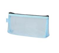 Xinglongs Lot de 10 trousses à crayons en maille transparente avec fermeture éclair pour fournitures scolaires, fournitures scolaires, factures, bureau, étudiant, bleu, Taille unique