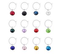 Xinglongs Lot de 60 breloques colorées pour verres à vin avec pierre de naissance avec anneaux de 25 mm, marqueurs de boisson, fournitures de fête, boucles d'oreilles, bijoux pour femme, taille unique