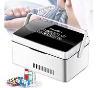 XINGLUOY Glacière for diabète, mini réfrigérateur for médicaments, refroidissement 2-8 ℃, glacière portable for insuline de voiture avec écran LCD, alarme, 2 batteries et chargeur USB