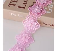 xingmo 2 mètres Brodée Patches Patchs avec Dentelle Patch Broderie Fleurs Appliqués à Coudre Patchs en Organza(Rose clair)