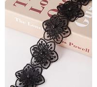 xingmo 2 mètres Brodée Patches Patchs avec Dentelle Patch Broderie Fleurs Appliqués à Coudre Patchs en Organza(Noir)