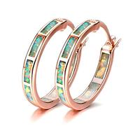 XINGNIAO Life Stage Feu Créé - Opale 925 Argent Sterling Rond Boucles d'oreilles Créoles Pendantes pour Femmes Mode Bijoux