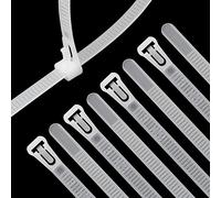 XINGO 100 Pièces Collier de Serrage Blanc Plastique Réutilisables, 400mm x 7.6mm, Attache Câble Colorées, Serre Câbles Nylon, Colliers Serre-Cable Résistant aux UV