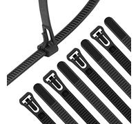 XINGO 100 Pièces Collier de Serrage Noir Plastique Réutilisables, 450mm x 7.6mm, Attache Câble Colorées, Serre Câbles Nylon, Colliers Serre-Cable Résistant aux UV