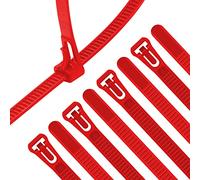 XINGO 100 Pièces Collier de Serrage Rouge Plastique Réutilisables, 300mm x 7.6mm, Attache Câble Colorées, Serre Câbles Nylon, Colliers Serre-Cable Résistant aux UV