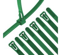 XINGO 100 Pièces Collier de Serrage Vert Plastique Réutilisables, 450mm x 7.6mm, Attache Câble Colorées, Serre Câbles Nylon, Colliers Serre-Cable Résistant aux UV