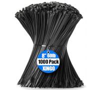 XINGO 1000 pièces Colliers de Serrage professionnelles, Noir-200mm x 4.8mm, Autobloquant, Attache Câble Résistant aux UV, Idéale pour l'intérieur et l'extérieur