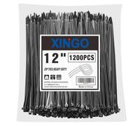 XINGO 1200 Pièces Noir Colliers de Serrage professionnelles, 300mm x 5.8mm, Autobloquant, Attache Câble Résistant aux UV, Idéale pour l'intérieur et l'extérieur