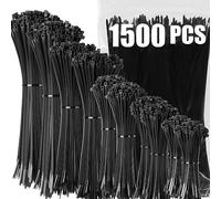 XINGO 1500 Pièces Noir Collier de Serrage Plastique, Serflex Plastique Professionnelles, Rislan 100/150/200/250/300mm de Long Résistant aux UV, Pour Gérer les Différents Câbles,
