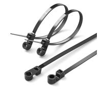 XINGO Lot de 100 attaches à fermeture éclair avec trou de vis, serre-câbles à tête montable, multifonction, en nylon très résistant pour une utilisation en intérieur et en extérieur (3,6 x 150 cm)