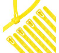 XINGO Lot de 100 attaches de câble amovibles jaunes de 25,4 cm - Attaches de câble réglables réutilisables pour une utilisation polyvalente en intérieur et en extérieur