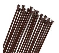 XINGO Lot de 100 attaches de câble autobloquantes en nylon de qualité supérieure avec résistance à la traction de 22,7 kg, en nylon noir pour intérieur et extérieur (40,6 cm, marron)