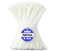 XINGO Lot de 1500 attaches autobloquantes en plastique de 40,6 cm, résistance à la traction de 38,6 kg, résistantes aux UV, pour une utilisation en intérieur et en extérieur, blanc
